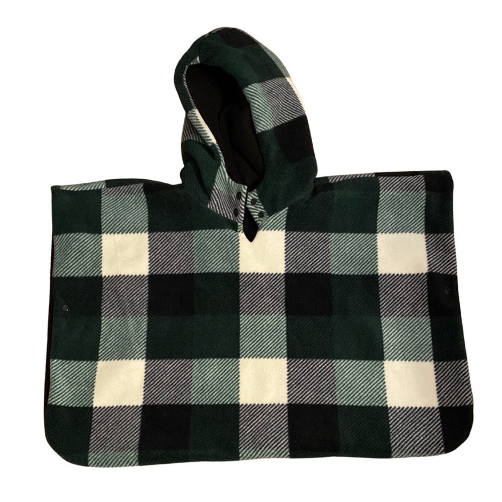 Handmade Green Plaid Car Seat Poncho - 12 months